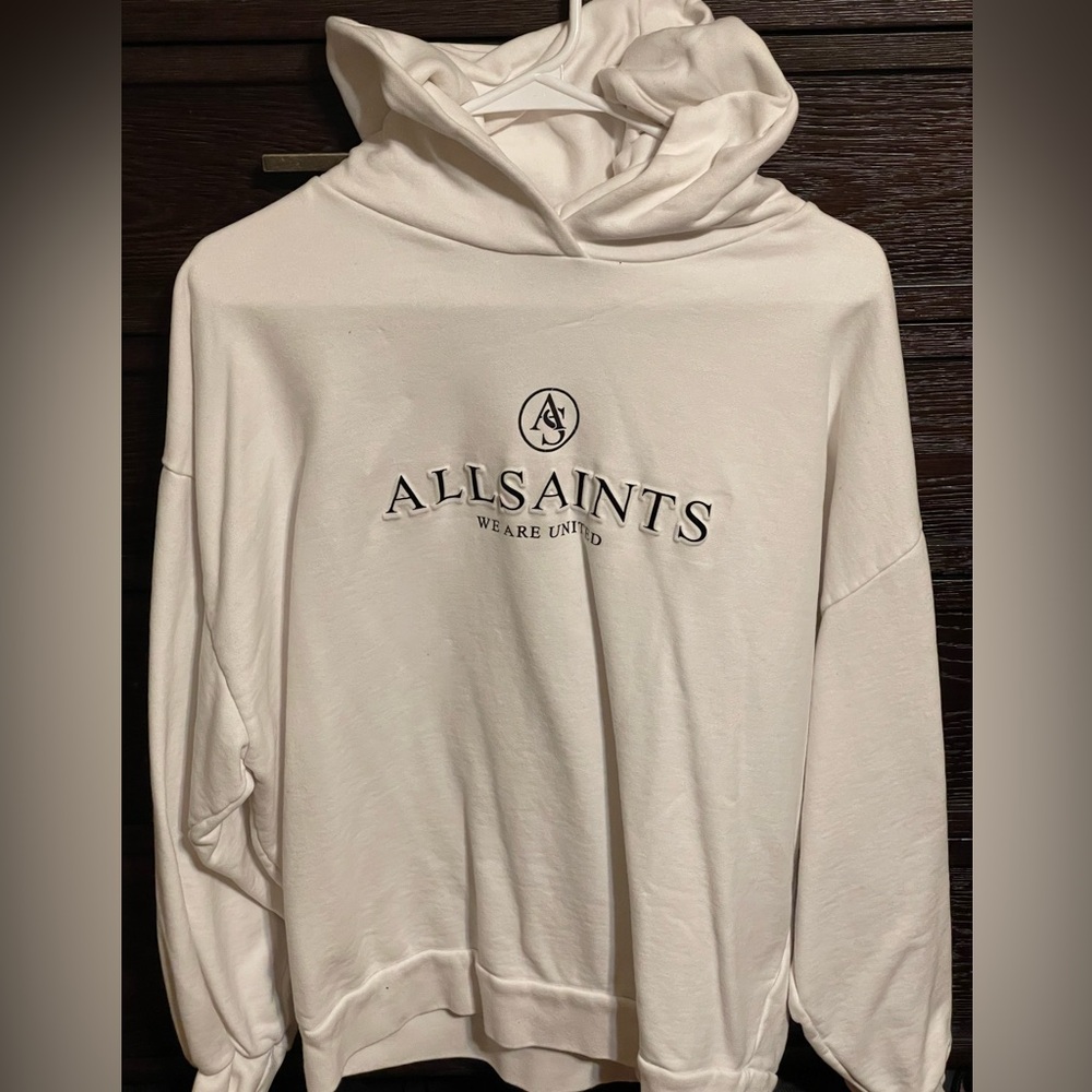 all saints white hoodie medium